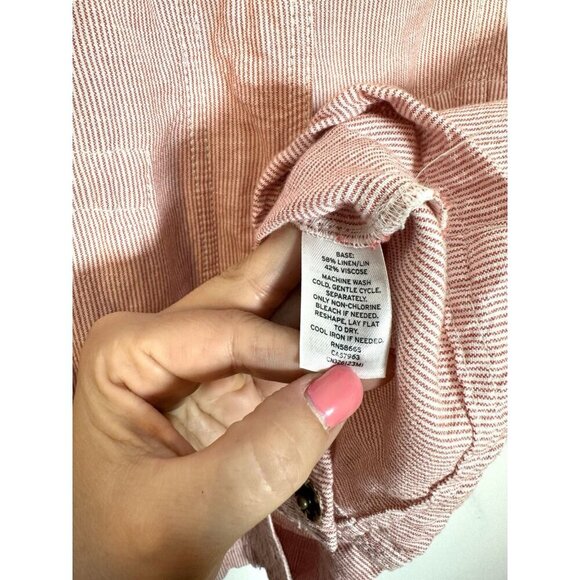 Caslon XS Linen Seersucker Utility Red/White Micro Stripe Jacket - Picture 8 of 10